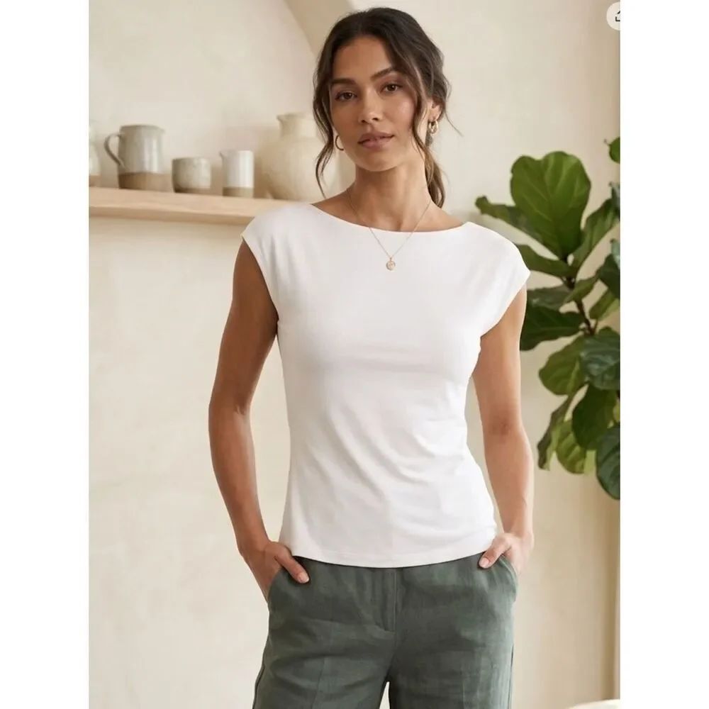 Take 50% OFF- Blenca Elegant White Women's Top, Size- L
